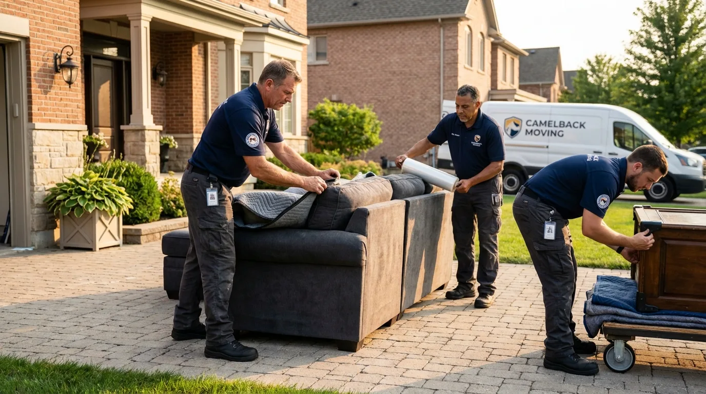 Large estate moving crew wrapping furniture in Fremont, OH
